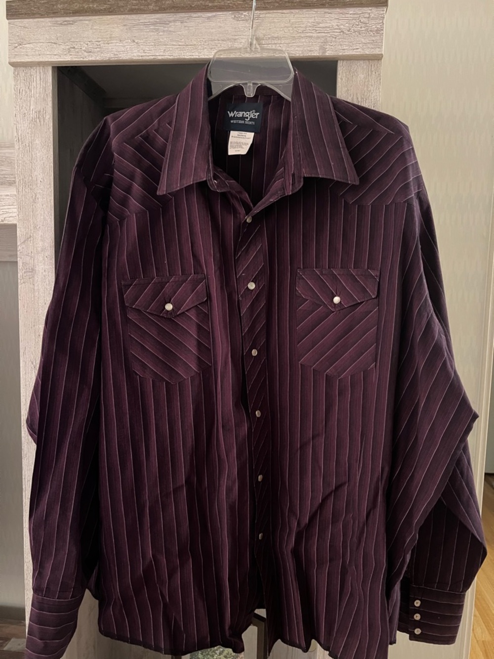 Vintage Wrangler Purple Pinstripe Western Shirt with snap closure size 3X